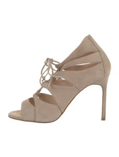 Pre-owned Manolo Blahnik Suede Sandals In Neutral