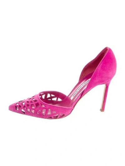 Pre-owned Manolo Blahnik Suede Sandals In Pink