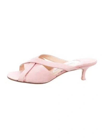 Pre-owned Manolo Blahnik Suede Sandals In Pink