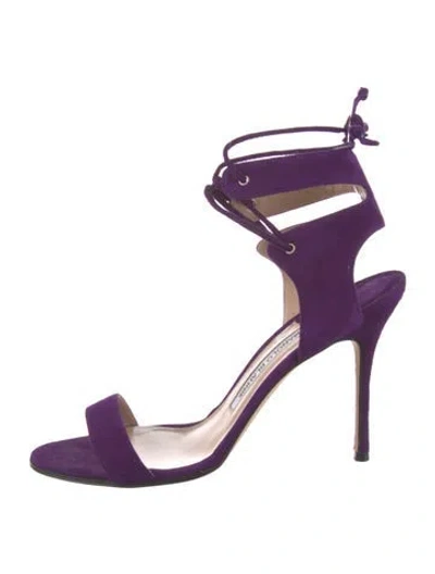 Pre-owned Manolo Blahnik Suede Sandals In Purple