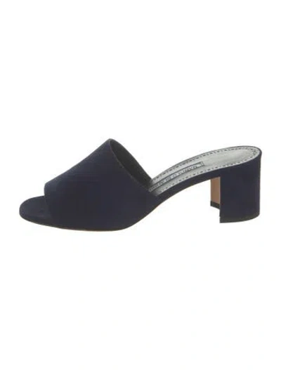 Pre-owned Manolo Blahnik Suede Slides In Blue