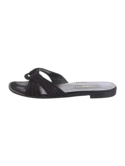 Pre-owned Manolo Blahnik Suede Slides In Blue