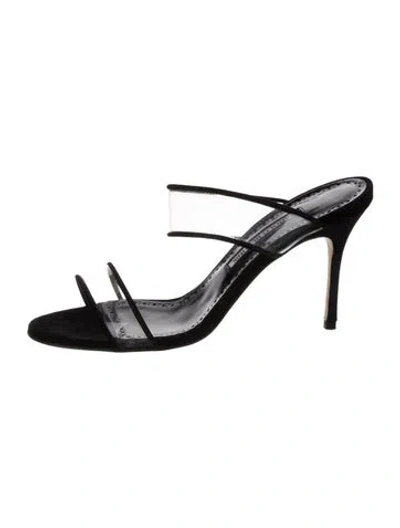 Pre-owned Manolo Blahnik Suede Slides In Multi