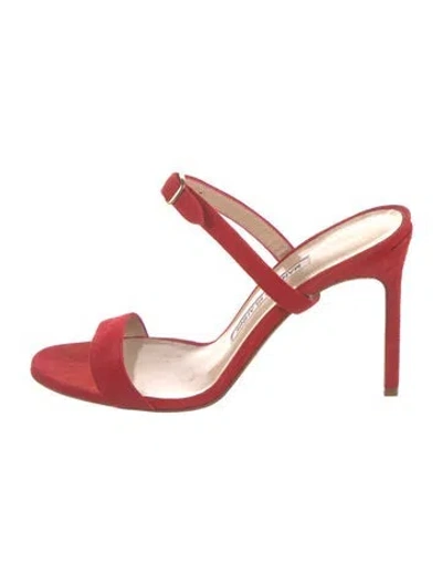 Pre-owned Manolo Blahnik Suede Slides In Pink