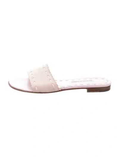 Pre-owned Manolo Blahnik Suede Slides In Pink
