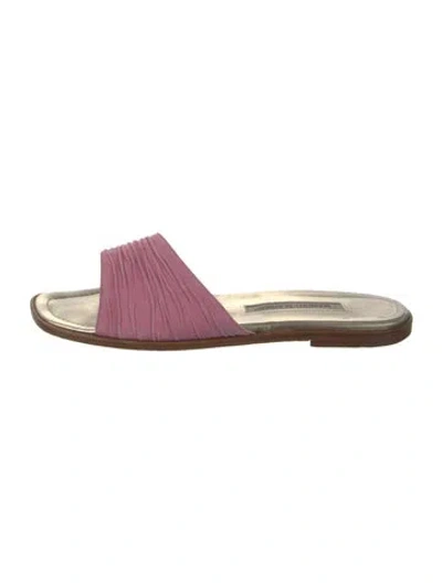 Pre-owned Manolo Blahnik Suede Slides In Pink