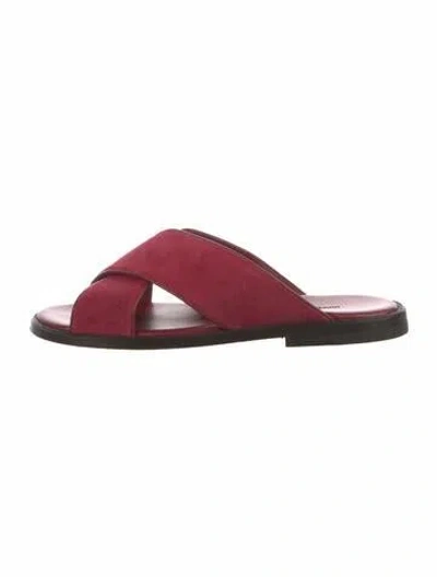 Pre-owned Manolo Blahnik Suede Slides In Red