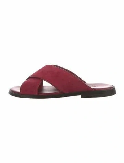 Pre-owned Manolo Blahnik Suede Slides In Red