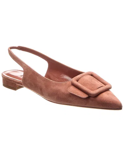 Manolo Blahnik Suede Slingback Flat In Pink