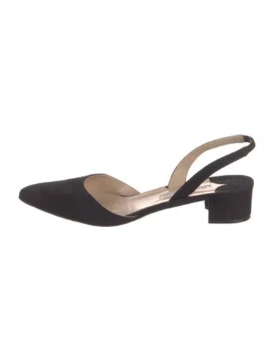 Pre-owned Manolo Blahnik Suede Slingback Flats In Black