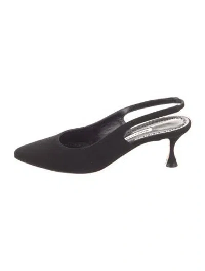 Pre-owned Manolo Blahnik Suede Slingback Pumps In Black