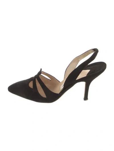 Pre-owned Manolo Blahnik Suede Slingback Pumps In Black