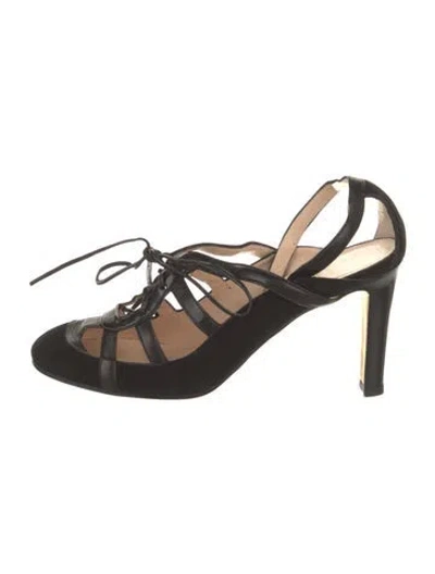 Pre-owned Manolo Blahnik Suede Slingback Pumps In Black