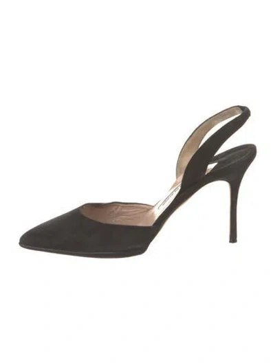 Pre-owned Manolo Blahnik Suede Slingback Pumps In Black