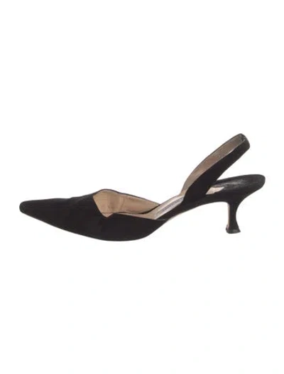 Pre-owned Manolo Blahnik Suede Slingback Pumps In Black