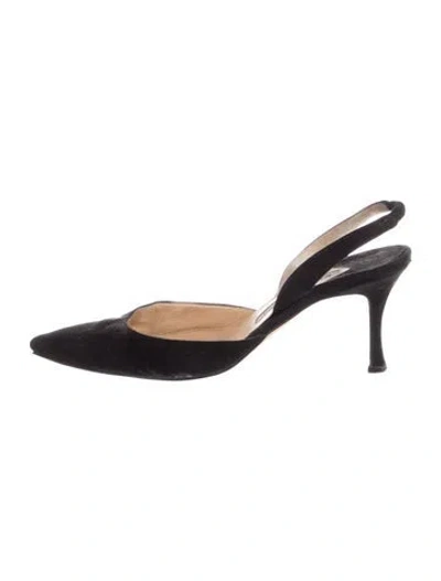 Pre-owned Manolo Blahnik Suede Slingback Pumps In Black
