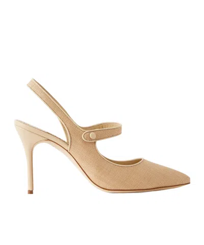 Manolo Blahnik Campari 90 Suede Slingback Pumps In Brown