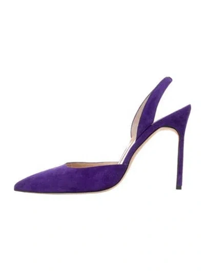 Pre-owned Manolo Blahnik Suede Slingback Pumps In Purple