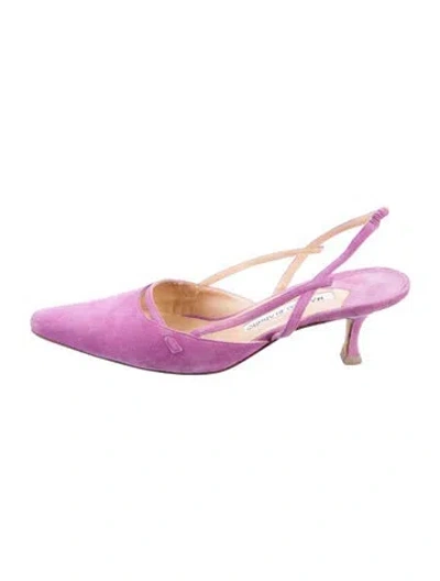 Pre-owned Manolo Blahnik Suede Slingback Pumps In Purple