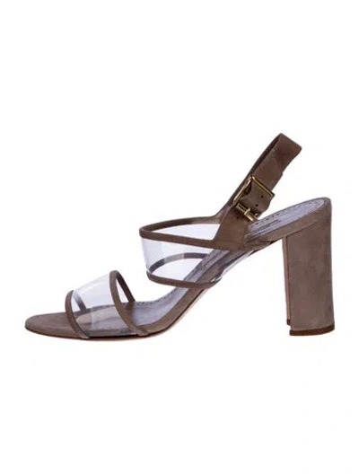 Pre-owned Manolo Blahnik Suede Slingback Sandals