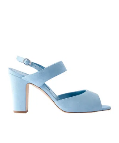 Manolo Blahnik Khiko 90 Suede Slingback Sandals In Blue