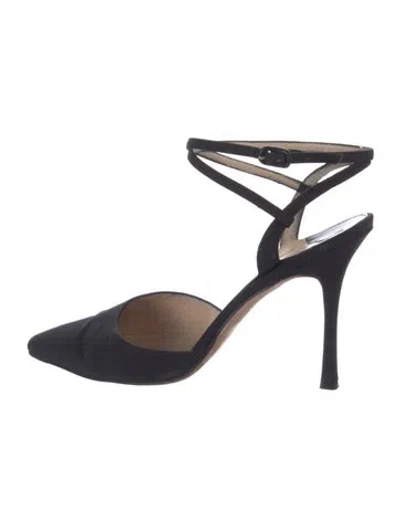 Pre-owned Manolo Blahnik Suede Slingback Sandals In Blue