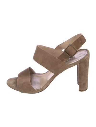 Pre-owned Manolo Blahnik Suede Slingback Sandals In Neutral