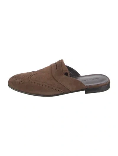 Pre-owned Manolo Blahnik Suede Slippers In Brown