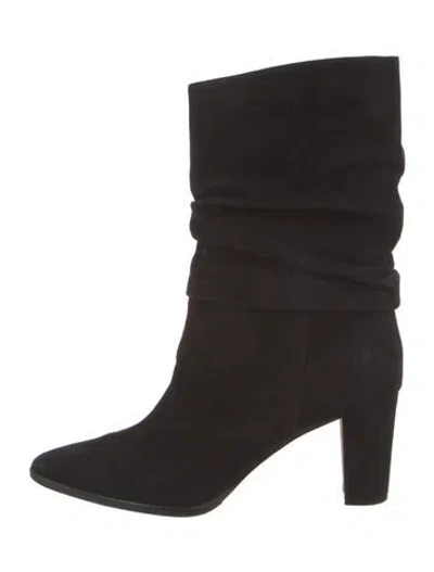 Pre-owned Manolo Blahnik Suede Slouch Boots In Black