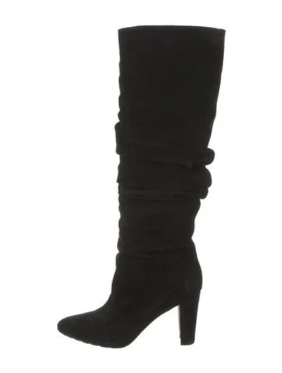 Pre-owned Manolo Blahnik Suede Slouch Boots In Black