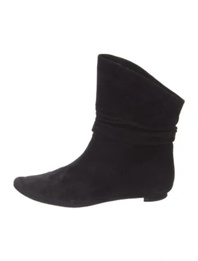Pre-owned Manolo Blahnik Suede Slouch Boots In Black