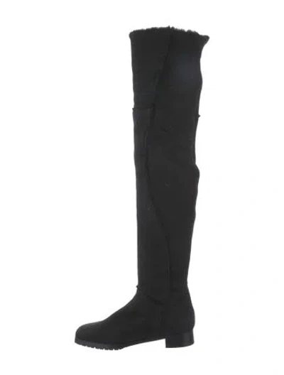 Pre-owned Manolo Blahnik Suede Slouch Boots In Black