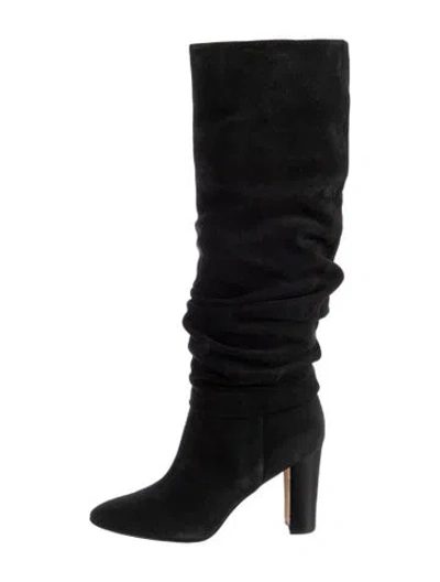 Pre-owned Manolo Blahnik Suede Slouch Boots In Black