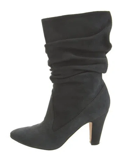 Pre-owned Manolo Blahnik Suede Slouch Boots In Blue