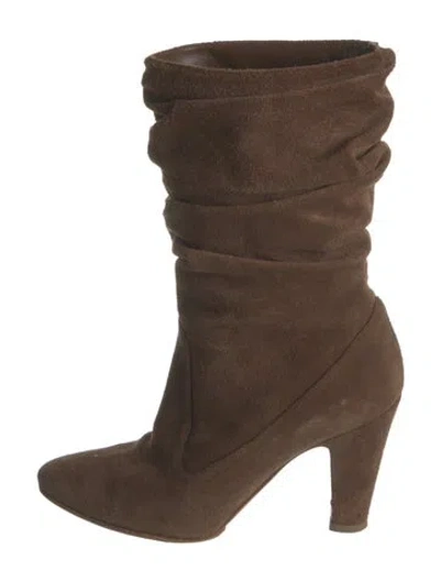 Pre-owned Manolo Blahnik Suede Slouch Boots In Brown