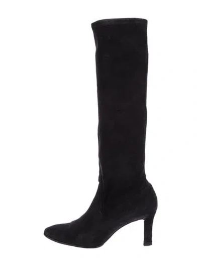 Pre-owned Manolo Blahnik Suede Sock Boots In Black