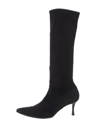 Pre-owned Manolo Blahnik Suede Sock Boots In Black