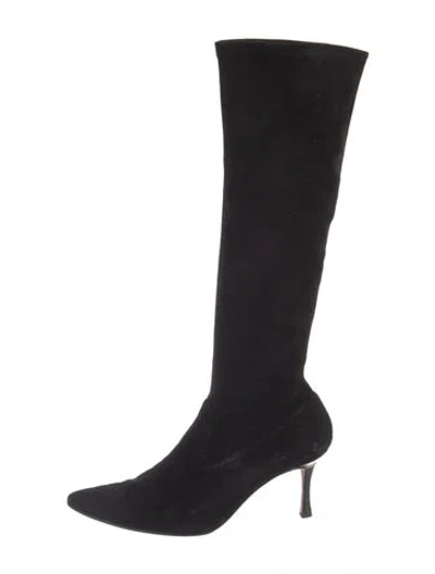 Pre-owned Manolo Blahnik Suede Sock Boots In Black
