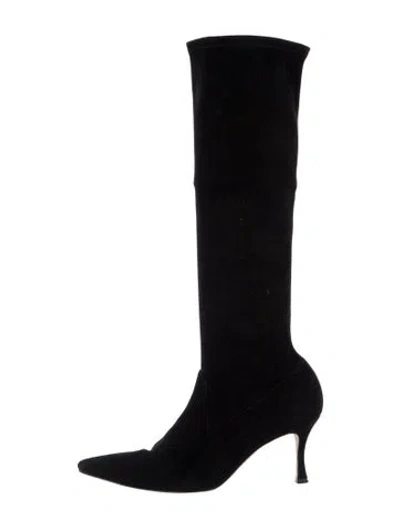 Pre-owned Manolo Blahnik Suede Sock Boots In Black