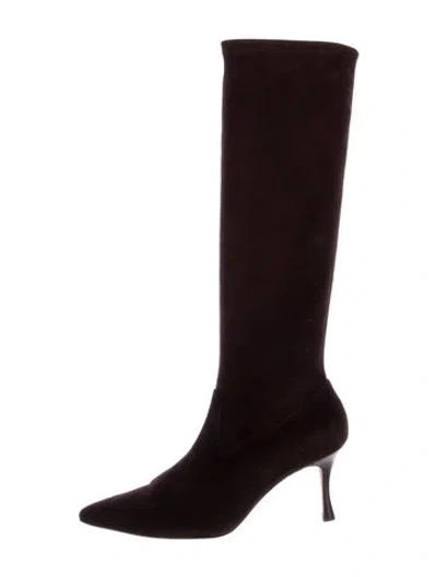 Pre-owned Manolo Blahnik Suede Sock Boots In Brown