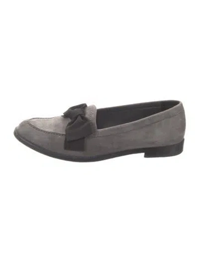 Pre-owned Manolo Blahnik Suede Tassel Accents Loafers In Gray