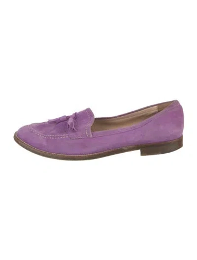 Pre-owned Manolo Blahnik Suede Tassel Accents Loafers In Purple
