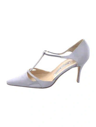 Pre-owned Manolo Blahnik Suede T-strap Pumps In Multicolor