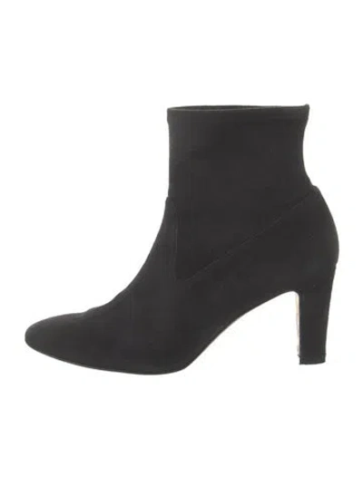 Pre-owned Manolo Blahnik Suede Whipstitch Trim Sock Boots In Black