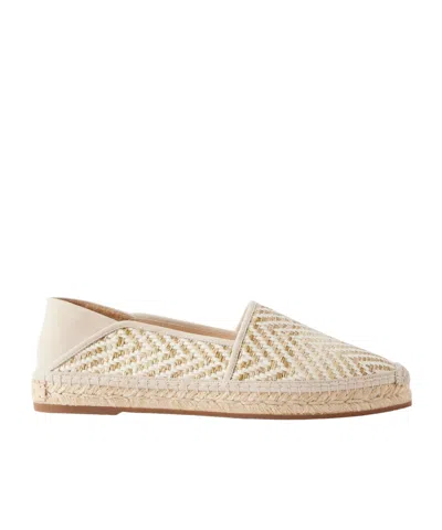 Manolo Blahnik Suede-trimmed Woven Raffia Espadrille In Neutral