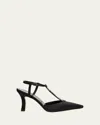 Manolo Blahnik Sufik Embellished Satin T-strap Pumps