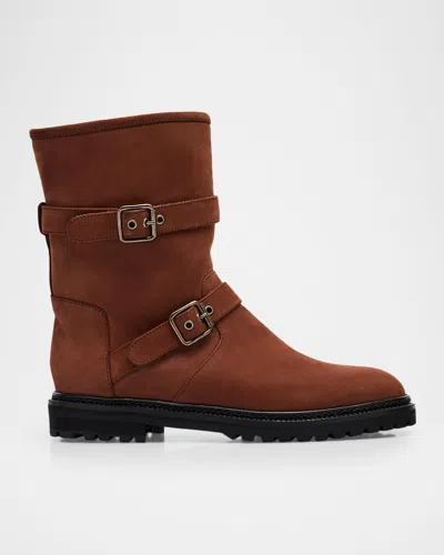 Manolo Blahnik Sulaltrosa Nubuck Lug-sole Boots In Brown