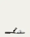 Manolo Blahnik Sulfahi Bicolor Crisscross Flat Sandals In White/black