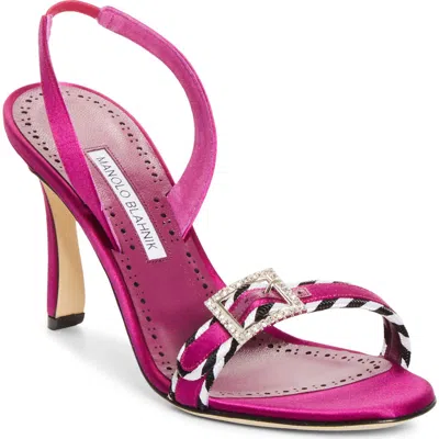 Manolo Blahnik Sumbasan Buckle Slingback Sandal In Pink