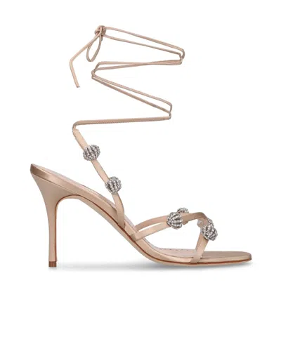 Manolo Blahnik Surround Ankle Strap High Heel Sandals In Nude
